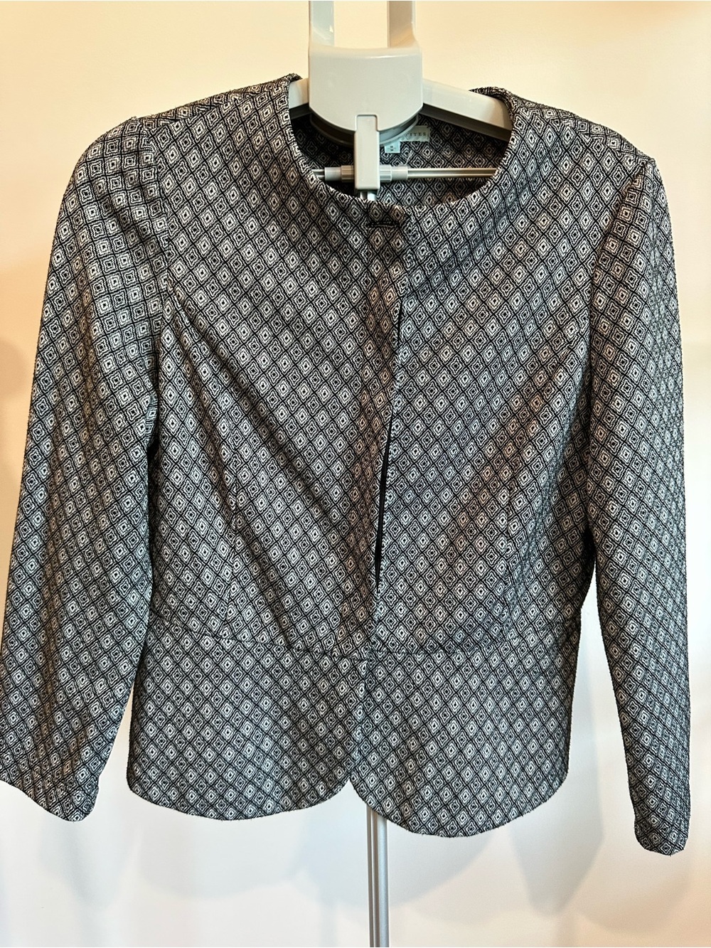 cleo Black and White Diamond-Print Blazer